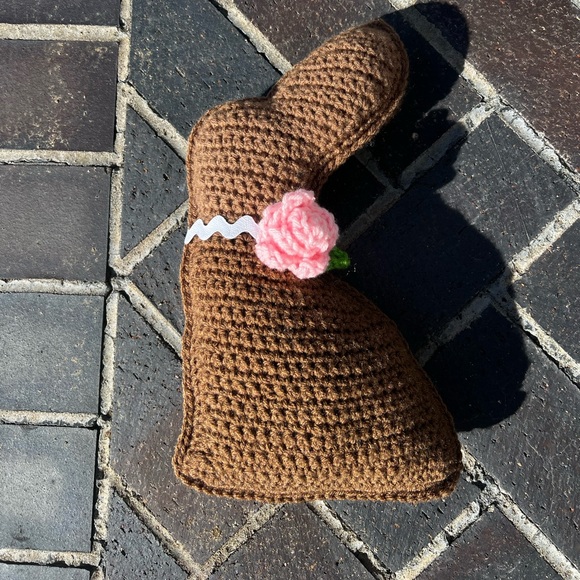 Hand Crocheted Chocolate Easter Bunny Plushie Stuffed Anima Decor! - Picture 9 of 17